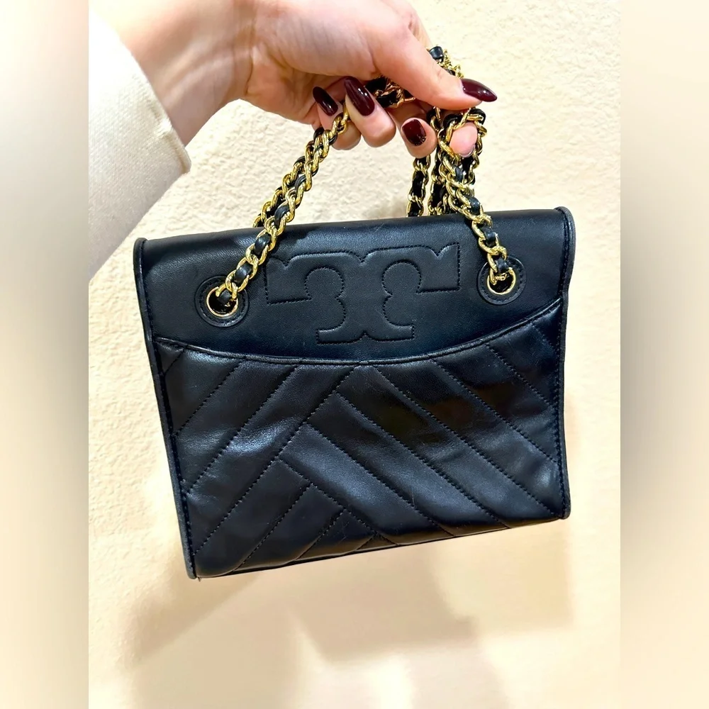 Tory Burch small classic one flap gold chain crossbody/ shoulder bag